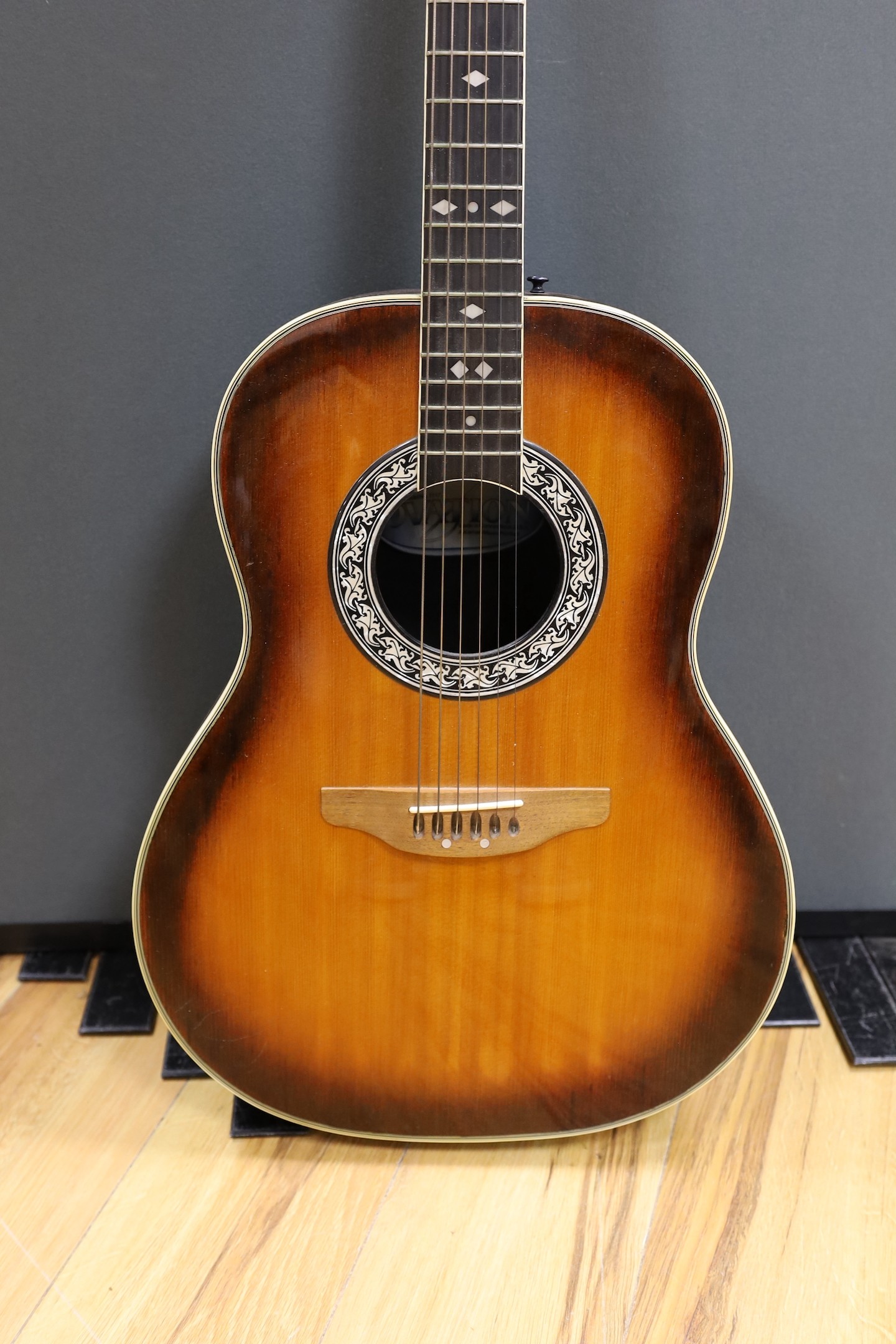 An Ovation acoustic guitar